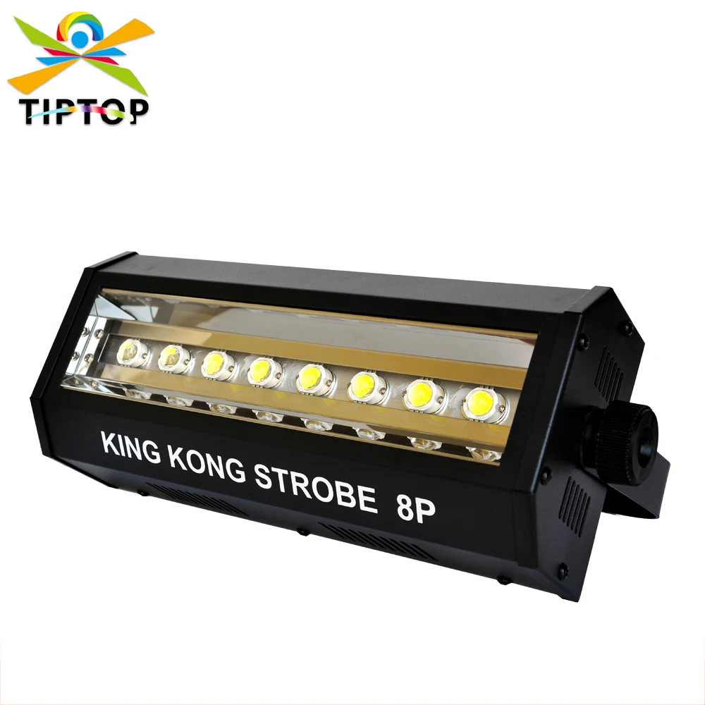 Freeshipping Kingkong Strobe Light 8P White Color Mini Size 3PIN DMX512 In/out Socket LCD Display Fan Cooling 8x20W Tyanshine