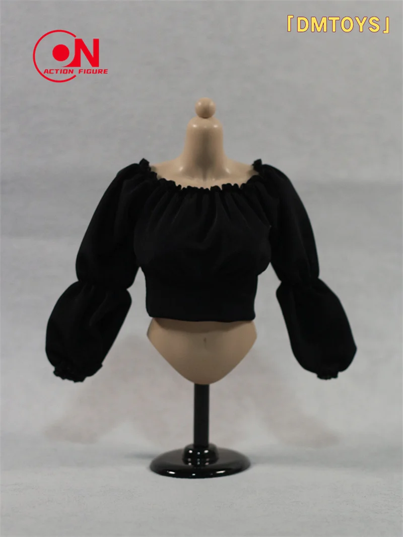 DMTOYS DF080 1/6 Schaal Een woord Kraag Ijs Zijde Bubble Mouw Top Kleding Model Fit 12 "Vrouwelijke soldaat Action Figure Body Poppen