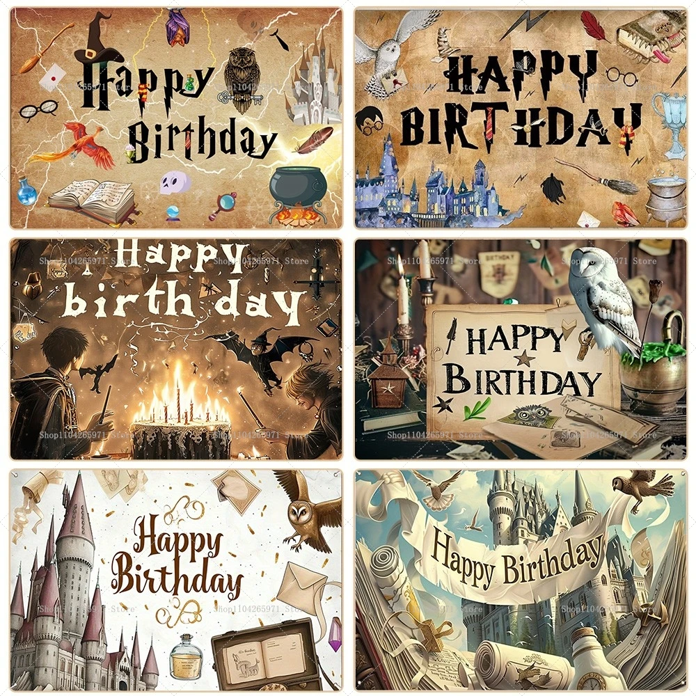 Hogwarts Magic Academy Theme Birthday Party Decoration Harry Potter Kids Gift Backdrop Baby Shower Supplies Photography Props