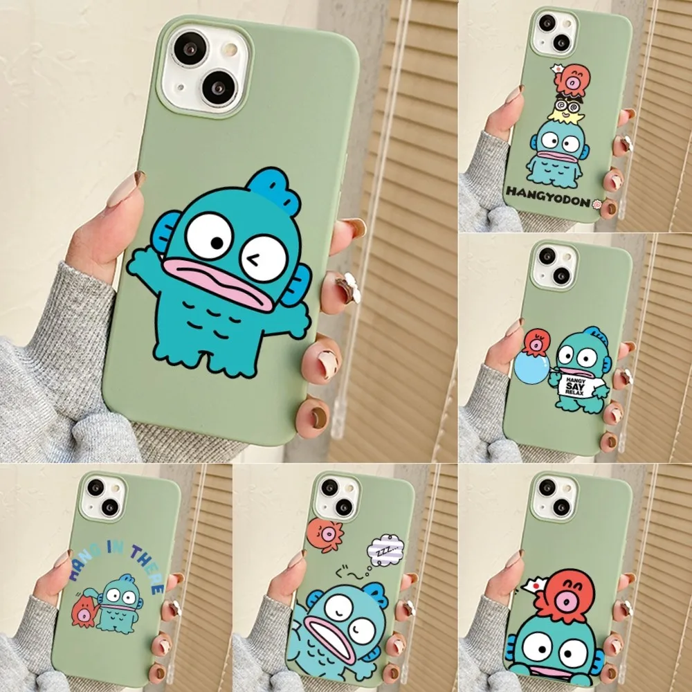 Cute H-Hangyodon  Phone Case For Iphone 11 13 14 Pro Max X Xr Xs Max Se2020 12mini Green Cover Case