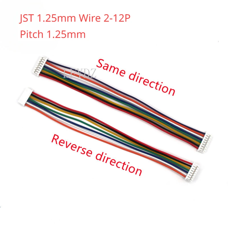 10Pcs/lot Micro JST 1.25mm Wire Connector Pitch 1.25mm 2P 3P 4P 5P 6P 7P 8P-12Pin Female to Female Plug Same / Reverse Direction