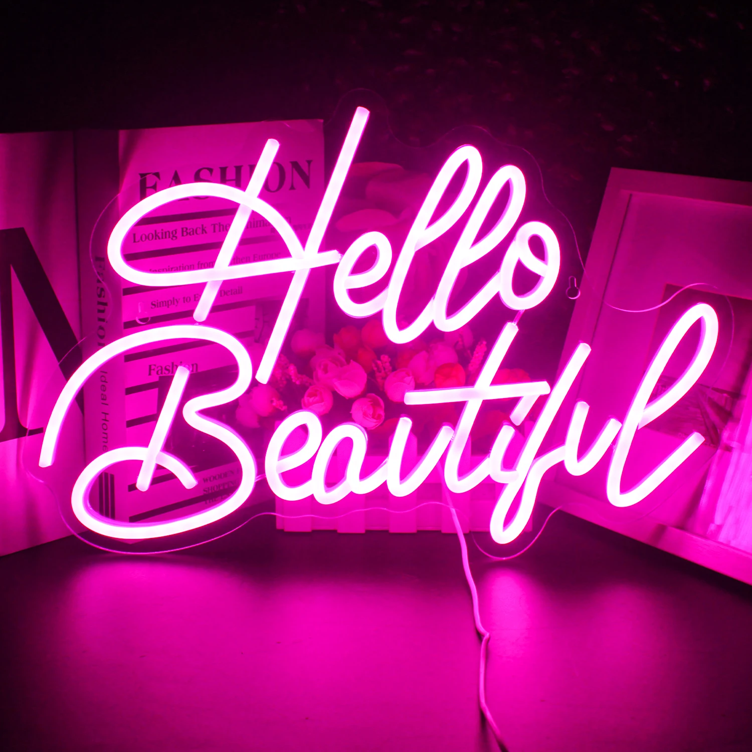 

Neon Sign Light Hello Beautiful Art Wall Led Neon Sign for Bedroom Bar Pub Club Rave Home Party Christmas Decor Wedding Neon