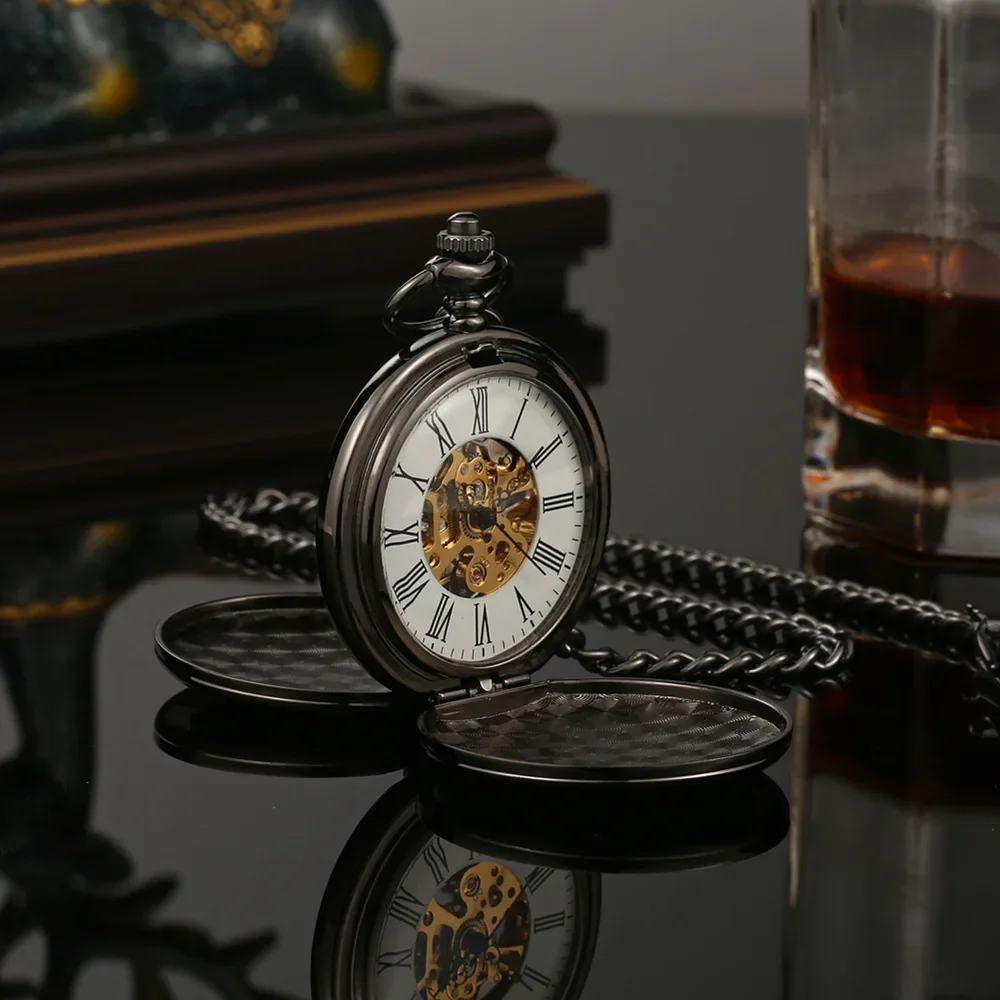 New Hand Wind Mechanical Men Pocket Watch Skeleton Dial Steampunk Necklace Pendant Vintage Dress Fob Watches for Weeding Gift Sed06c6457a984dd1b0d86695eaed2c6a4