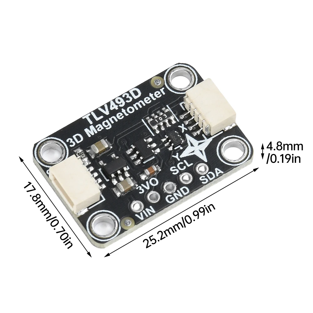 TLV493D Triplo Eixo Magnetômetro Módulo Sensor Compatível com STEMMA QT Qwiic I2C Interface Para Arduino Adaptador Magnético