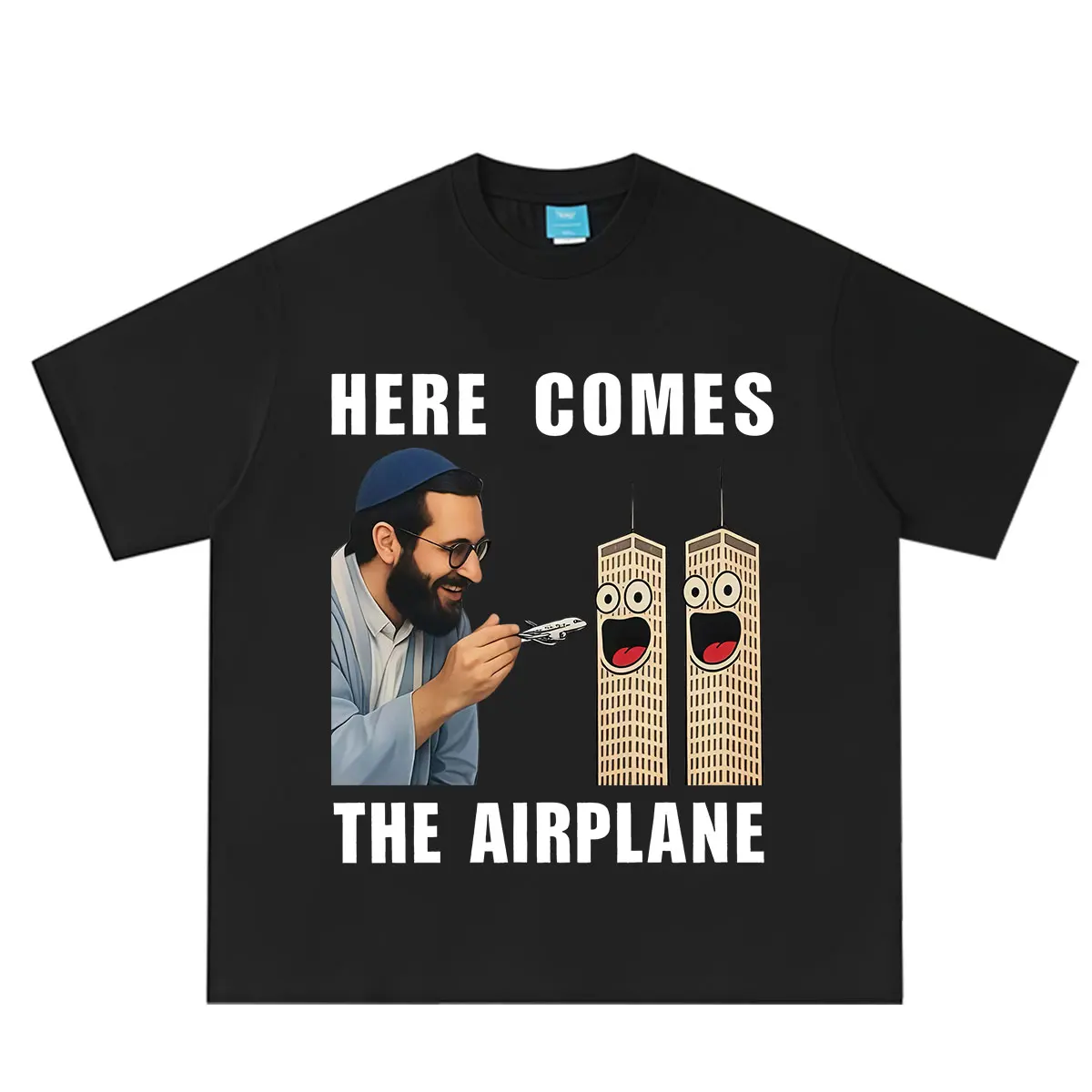 Here Comes The Airplane Funny Meme T-shirt Men Women Fashion T-shirt Summer Short-sleeved Loose Casual Cotton Hip-hop T-shirts