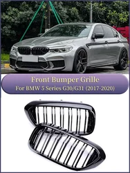 Front Kidney Bumper Grill For BMW Series G30 G31 G38 2017-2020 Double Slat Chrome Carbon M Color Racing 520i 530i 540i