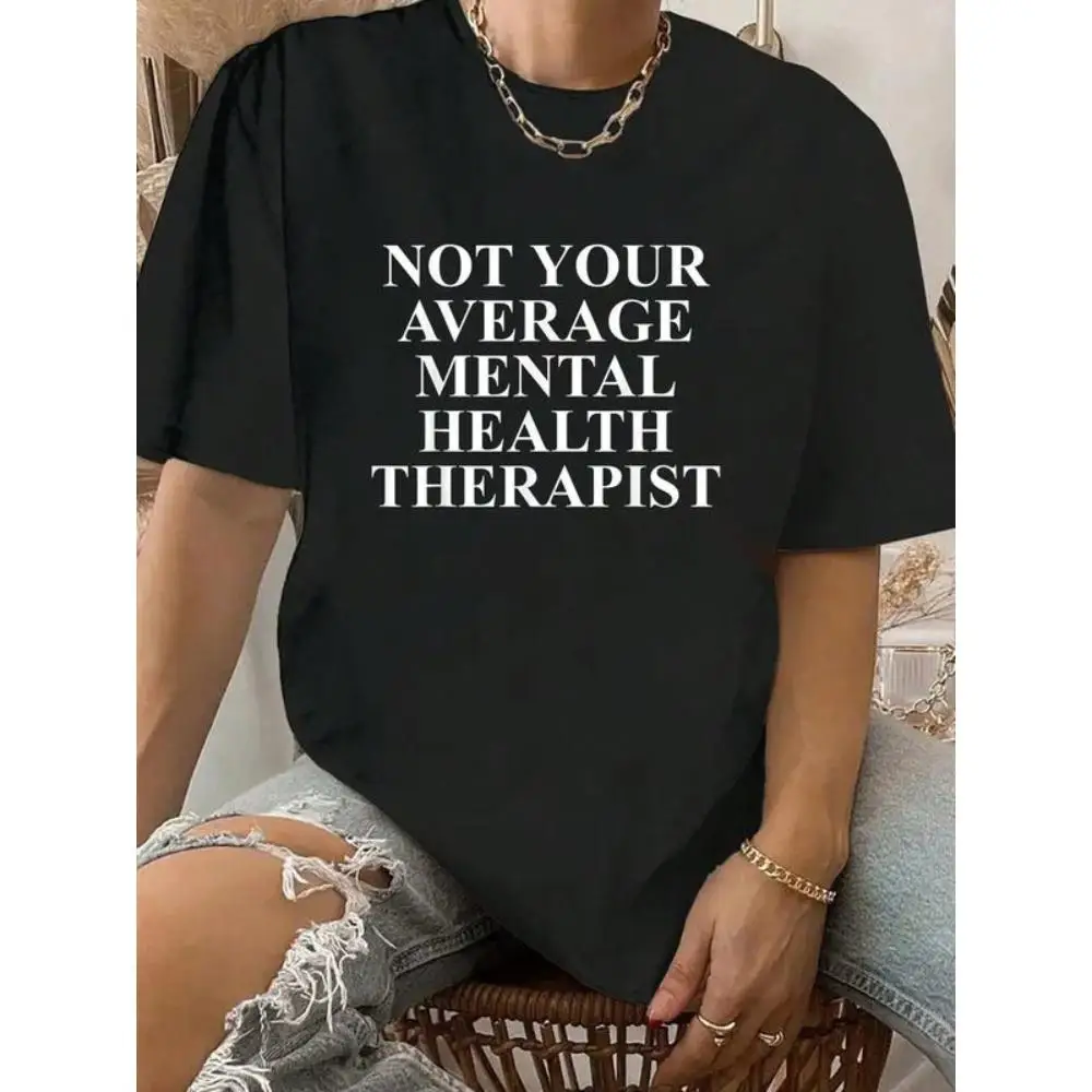 

Women's Funny Therapist T-Shirt "Not Your Average Mental Health" Counselor Gift Psychologist Tee Casual Top