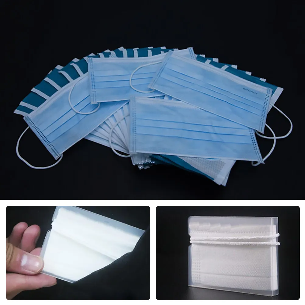 4Pcs Collapsible Mask Storage Holder Portable Organizer Box Transparent Plastic Dustproof Storage Clip Mask Organiser