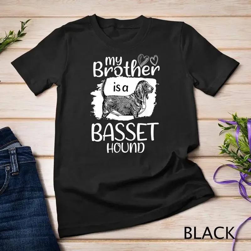 dog lover gifts for kids my brother is a basset hound Premium Unisex T shirt