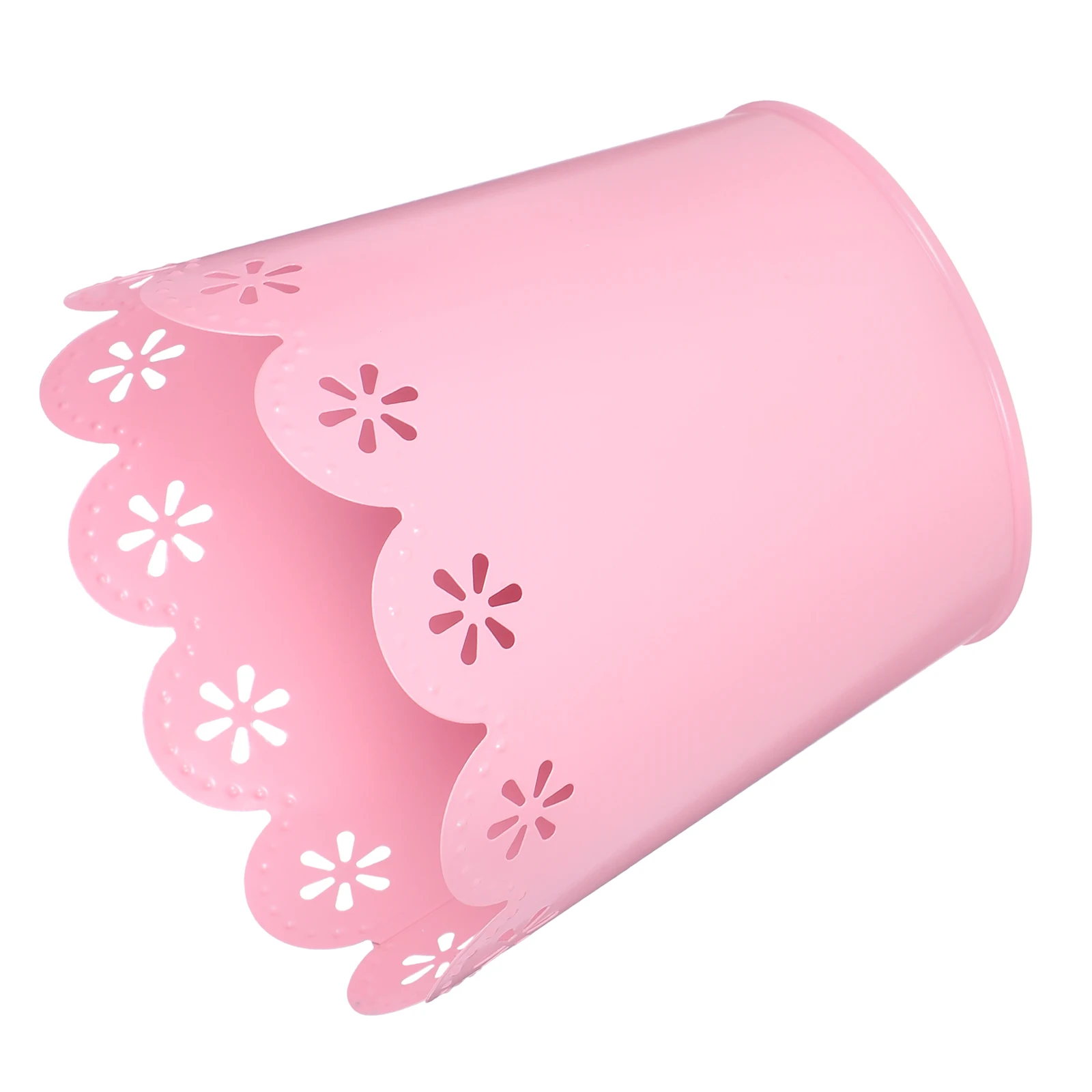 

Mini Desktop Trash Can Cute Lace Round Iron Tin Waste Bin for Office Desk Countertop Organizer Makeup Brush Holder Small