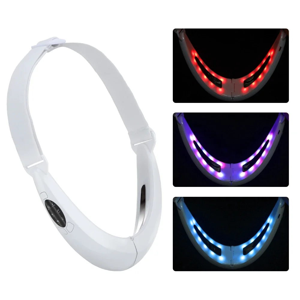 Electric Facial Massager EMS Facial Lifting Belt LED Photon Therapy Slimming Face Vibration Chin V Line Cellulite Jaw Device