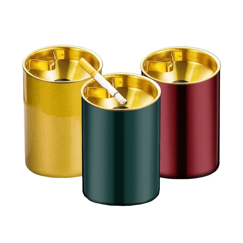 

Funnel-shaped Lid Ashtray Elegant Stainless Steel Ashtray Windproof Lid Capacity Heat Resistant Ideal Desktop Ash Storage Holder