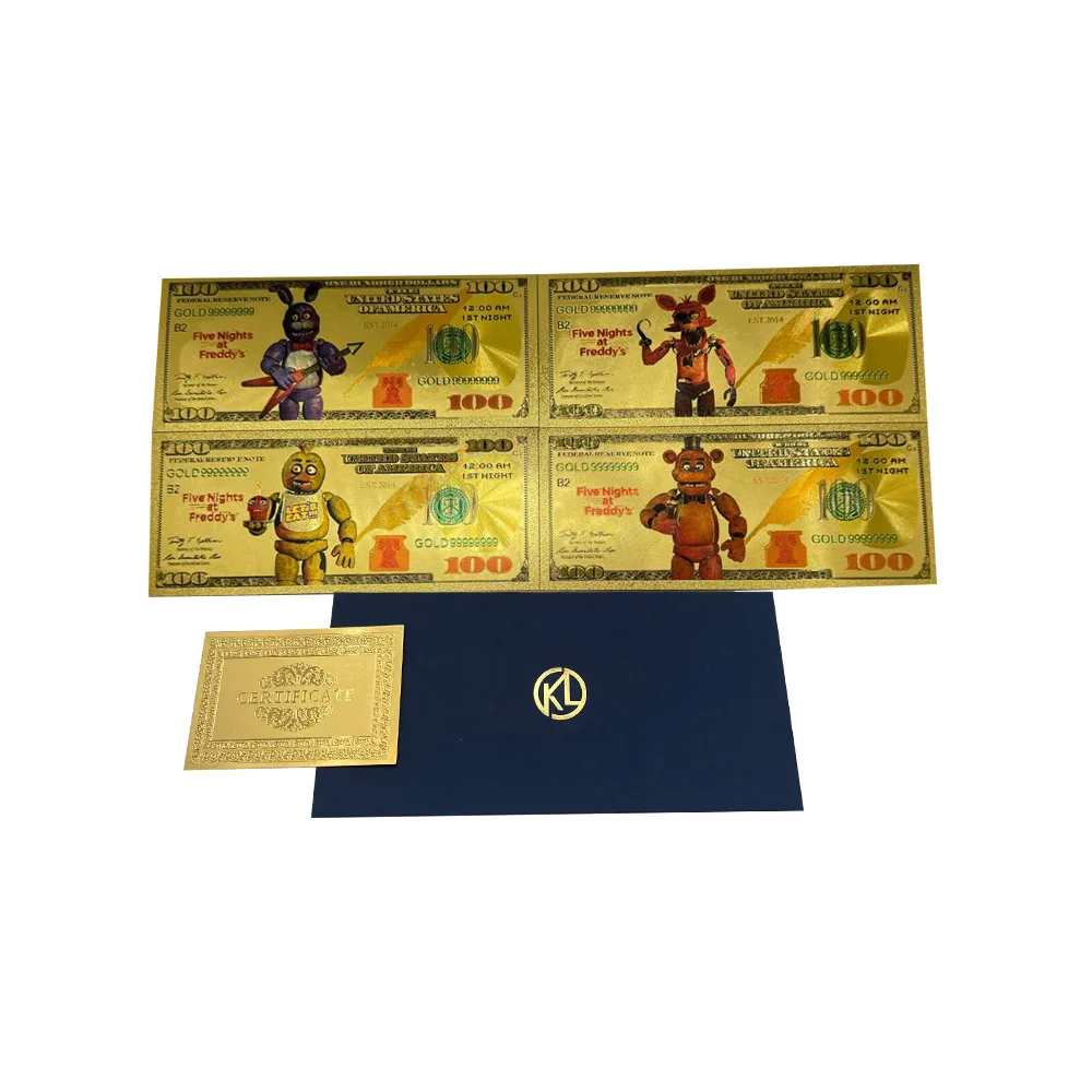 Game Anime Cartoon gold banknotes Horror Game FNAF-Five-nights-At-Freddys For Fans Kids Holiday Gifts