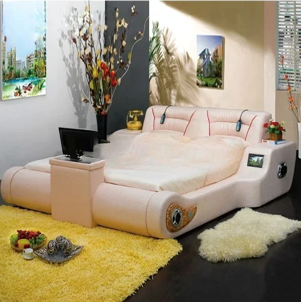 

Y 1.5 M 1.8 M Double Leather Art Soft Bed TV Audio Liftable Film and Television Massage Couch