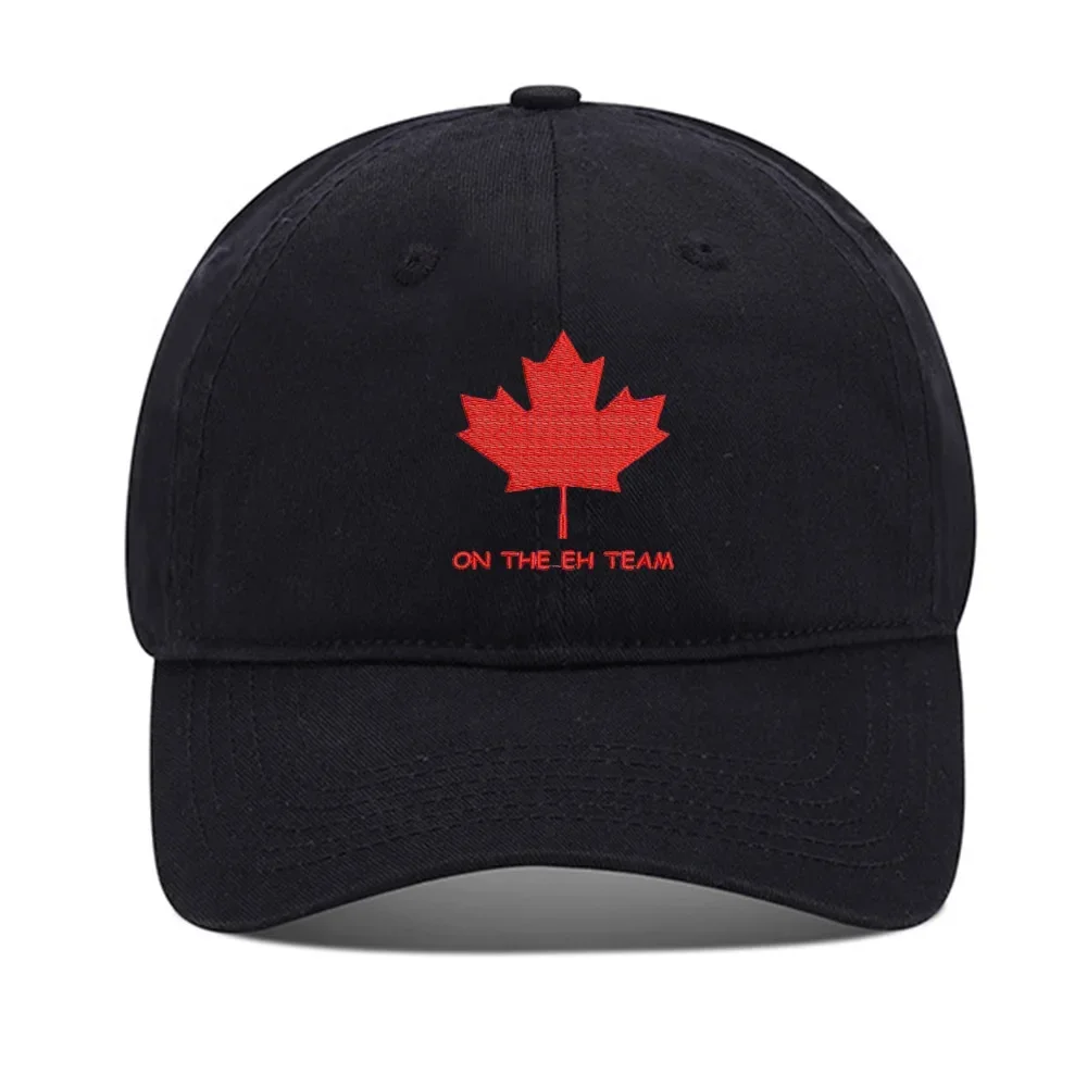 Lyprerazy Baseball Hat On The Eh Team Canada Unisex Embroidery Baseball Cap Washed Cotton Embroidered Adjustable Cap