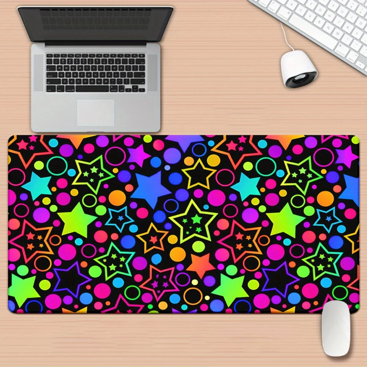 Brand Star Color HD Printed Iron Desk Pad, Multi Functional XXL Gaming Mouse Mat, Office Computer PC Keyboard Mat, Colorful