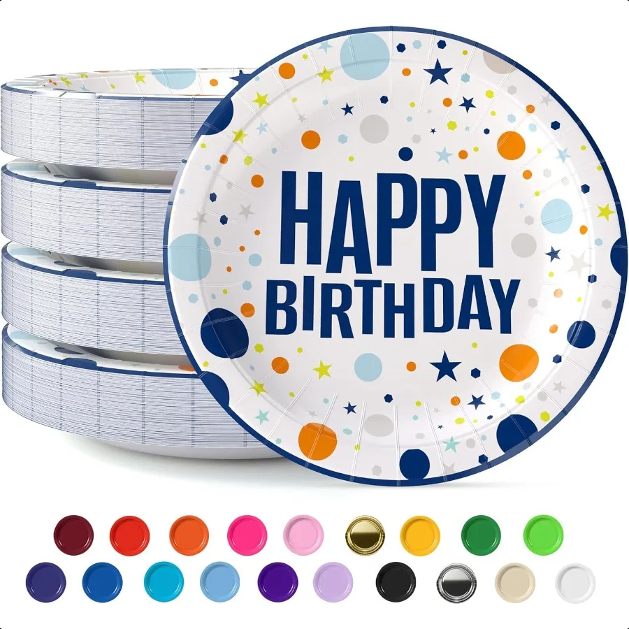 

Blue Happy Birthday Plates 7 Birthday Paper Plates 100 Pcs Blue Party Plate Heavy Duty 350 Gsm Plate For Party plies And Deco