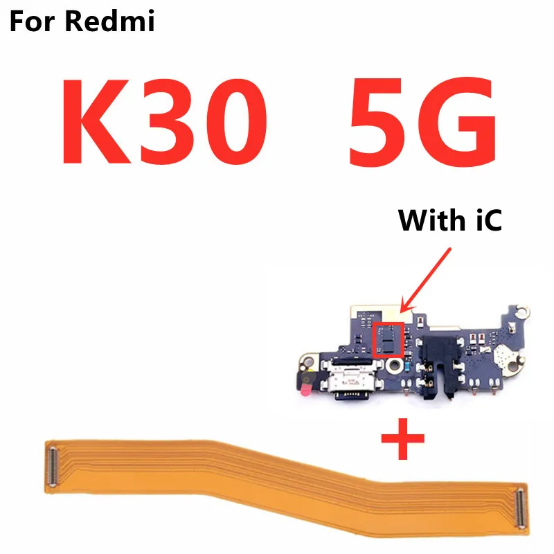 Charging Port Dock Board with Main Board Motherboard Ribbon Flex Cable Fast Charge With IC For Redmi K30 4G 5G Xiaomi Poco X2