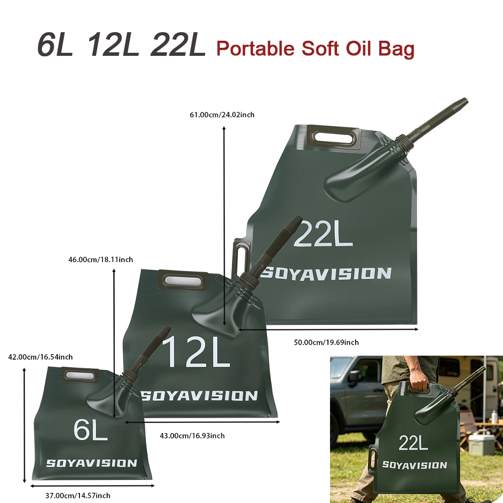 6L 12L 22L Soft Oil Bag All-Terrain Vehicle Outdoors Collapsible Oil Bladder Off-road Car Motorcycle Portable Oil Storage Bag