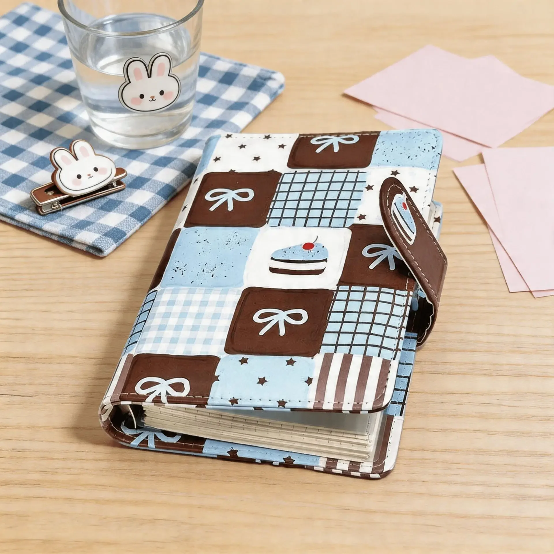 Salt Grid Pattern A6 Loose Leaf Notebook Magnetic Buckle Leather Notebook High Good-looking Student DIY Notebook Ledger Diary ﻿
