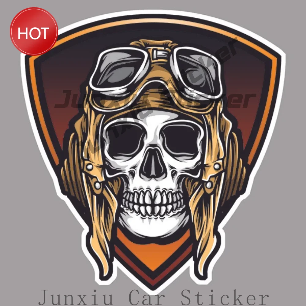 Cool Aviateur Aviator Head Decal Tete De Mort Face Autocollant Sticker Weather Resistant Sticker For Truck Window Car Body