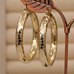 1 Pairs Luxury Stylish Gold Plated Copper Oval Hoop Big Earrings For Women Girls Fashion Accessories Birthday Wedding Party