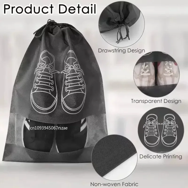 1-30pc Travel Reusable Shoes Storage Organizer Bags Travel Portable Closet Bag Waterproof Pocket Clothing Tranparent Hanging Bag view 2