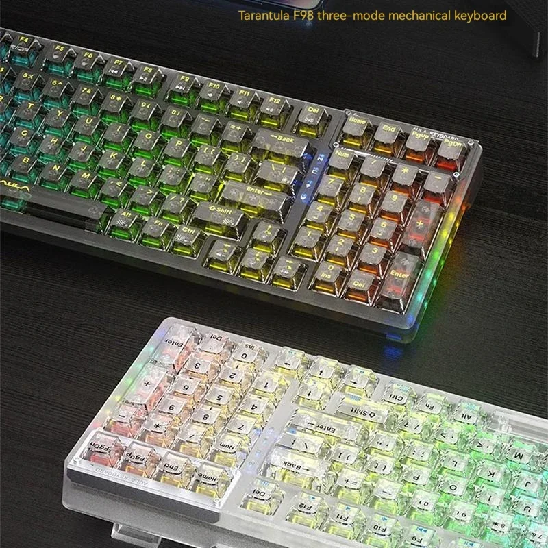 Imagem -02 - Pro Teclado Mecânico sem Fio Três Modos Bluetooth Rgb Junta Retroiluminada Personalizado Hot Plug Gamer Aula-f98