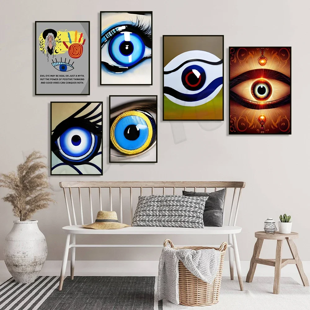 blue evil eye aura poster, greek evil eye, spiritual golden evil eye, evil eye art, nazar gift, manifest energy spiritual poster