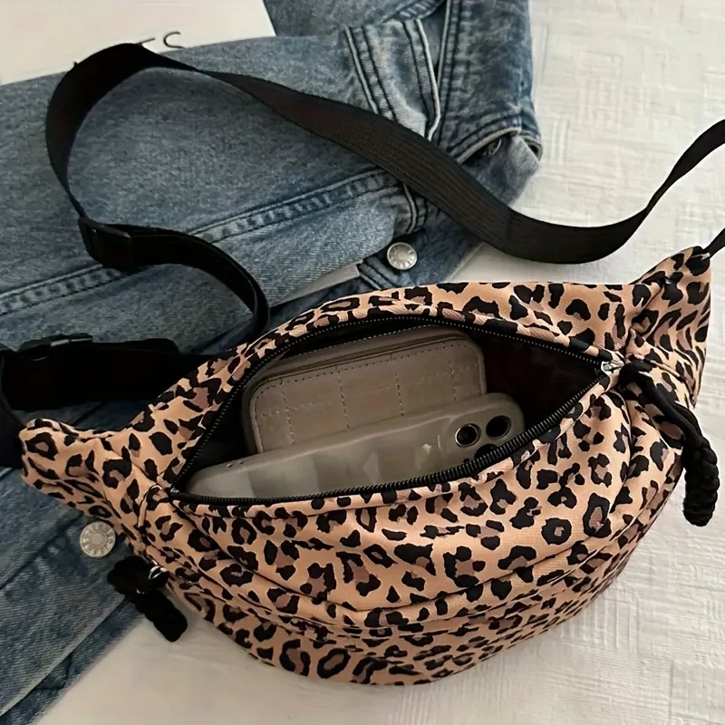 Damen-Brusttasche mit Leopardenmuster, großes Fassungsvermögen, Hüfttasche für Damen, Reisen, Einkaufen, Alltag, stilvolle Schulter-Crossbody-Tasche – Detail 3