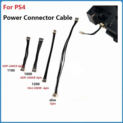 Imagen 1 del producto Para Cable conector de alimentación PS4 1000 1100 1200 Cable de repuesto delgado para Playstation 4 240AR 5 pines 240CR 4 pines 200ER línea de alimentación Host