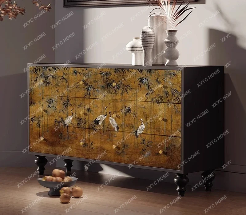Crane Bamboo Forest Ash Wood Bedroom Six Bucket Cabinet Multifunctional Locker