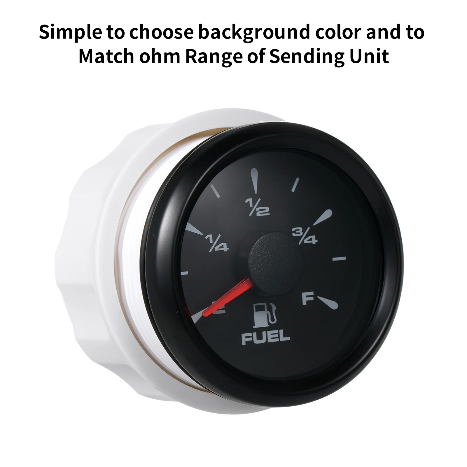 

1PC Marine Fuel Level Gauge - Waterproof Adjustable 0-190ohm/240-30ohm Signal 52mm 9V-32V 8 Color Backlight - Universal