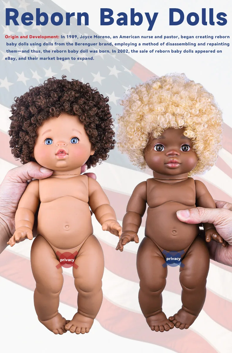 

12 Inch Vinyl Reborn Doll Toy Exploding Head African Black Doll 1/6 Realistic Cute Newborn Reborn Dolls For Boys And Girls Gift