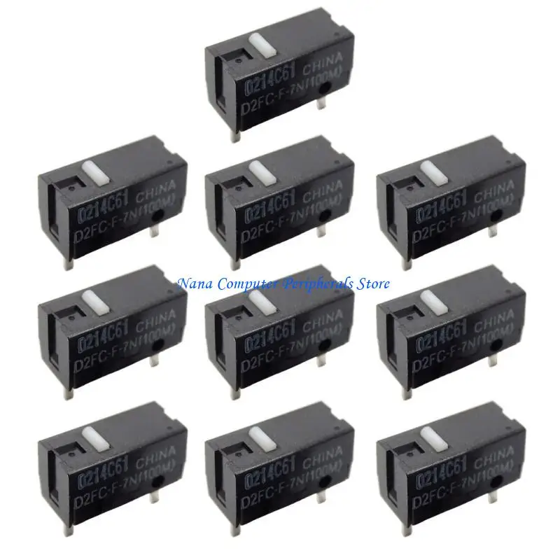 F68C 2/10Pieces Micro Switches D2FC-F-7N (100M) Mice Fretting Button 3Pin 0.74N