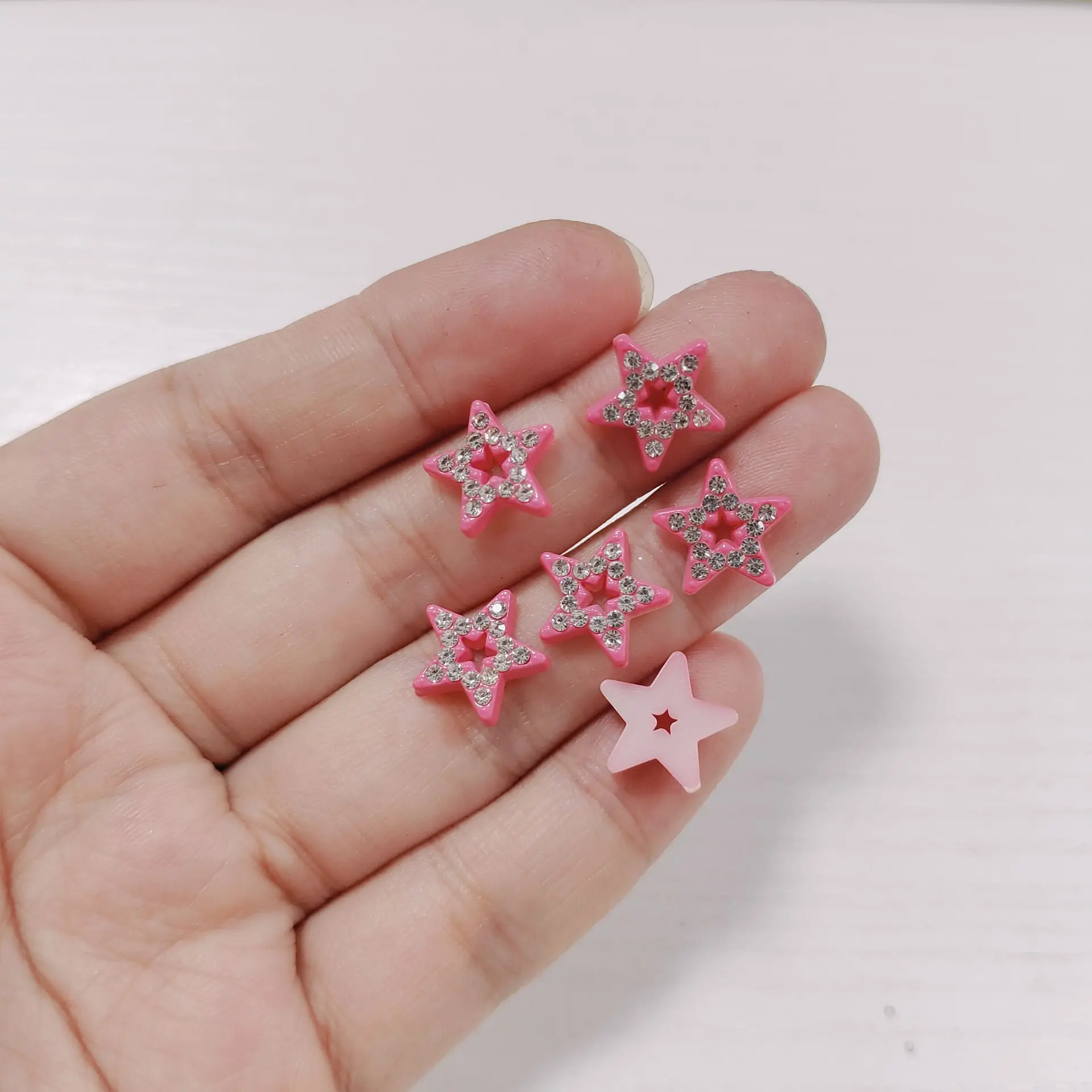 20Pcs Hollow Out Mini Star Rhinestone Cherry Bow Nail Art Charms Diy Hair Accessories Ballet Fingernails Decor Junk Phone Case