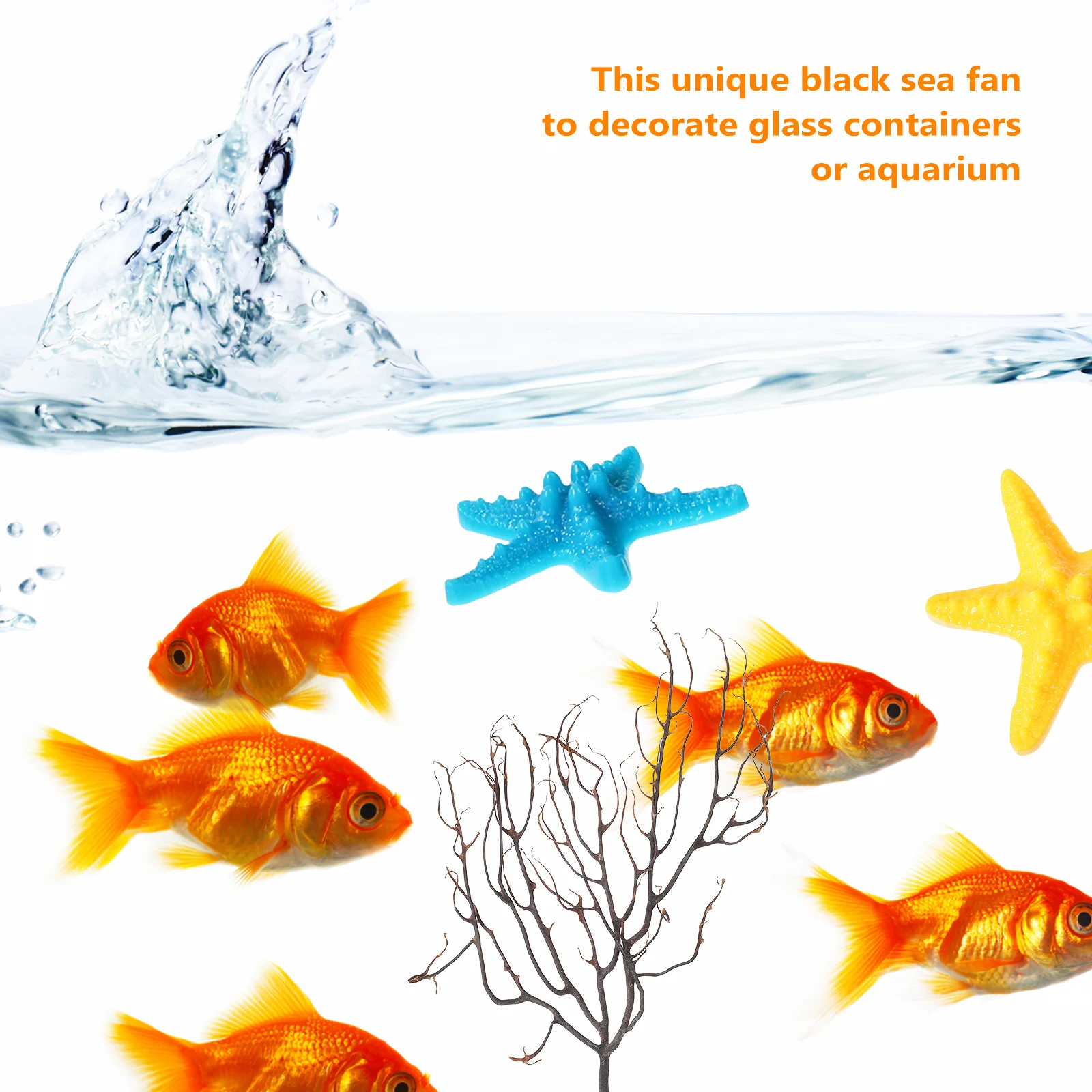 

6Pcs Underwater Micro Landscape Decor for Aquarium Premium Simulated Sea Coral Branch with Sea Star Fish Tank Ornament