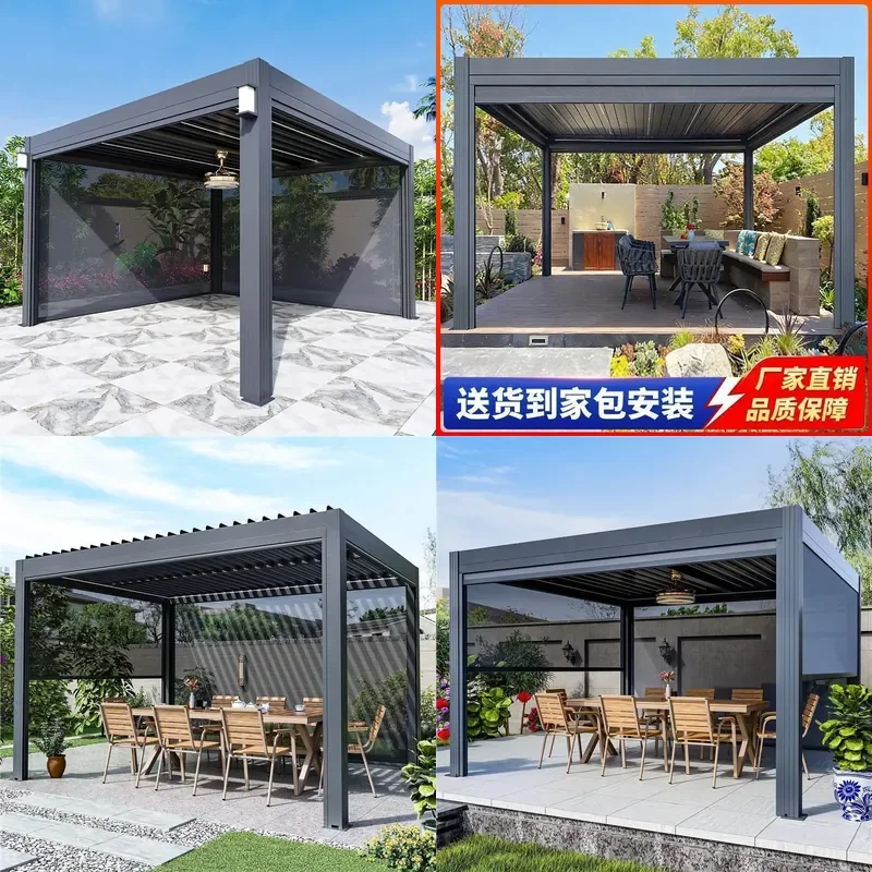 For Outdoor Aluminum Alloy Electric Gazebo Villa Courtyard Garden Leisure Landscape Pavilion Yard Sunshade Sun Room