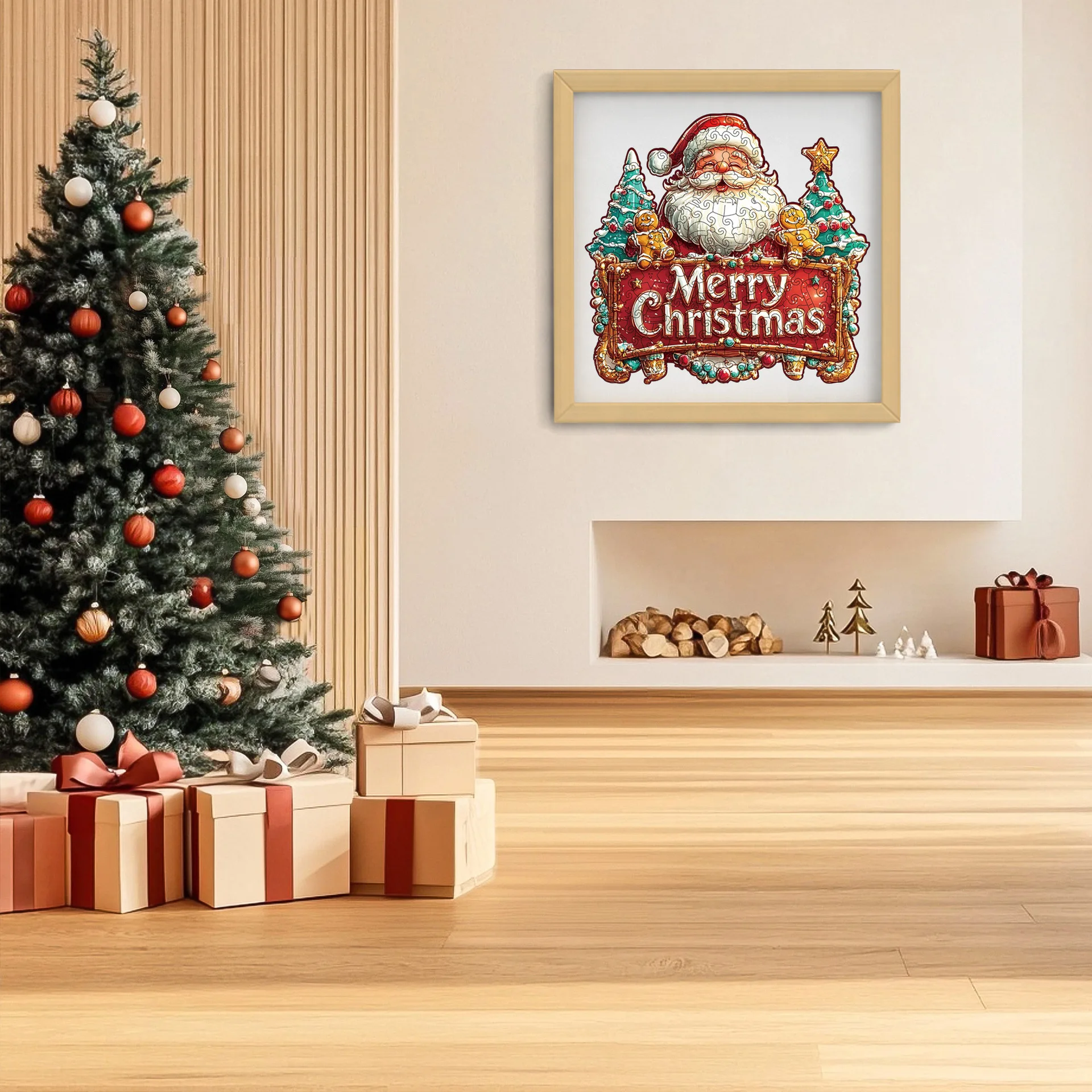 Natal papai noel quebra-cabeça de madeira 191 pçs em forma irregular quebra-cabeça jogo aniversário presentes de natal cofrinho decoração de casa