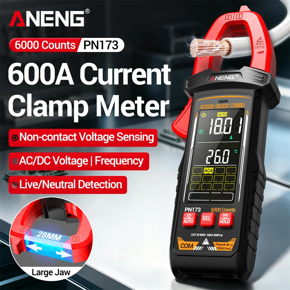Digital Multimeter Clamp Voltmeter Non-Contact Tester ANENG PN173 Smart Resistance Capacitance Detection Repair Electrician Tool