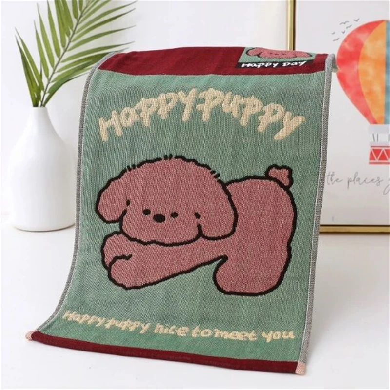 مناشف يد قطنية شاش، طباعة حيوانات، للحمام والمطبخ، 25*50 سم، رقيقة، 4 قطع