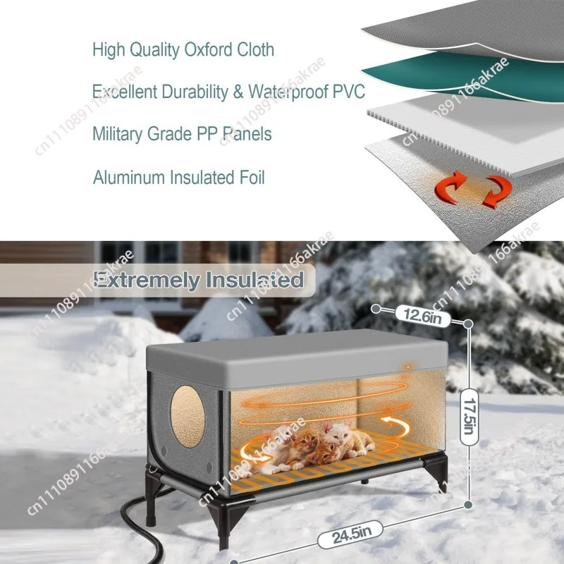Winter outdoor warm cat box windproof, rainproof and scratch-proof, electric heating anti-bite hose