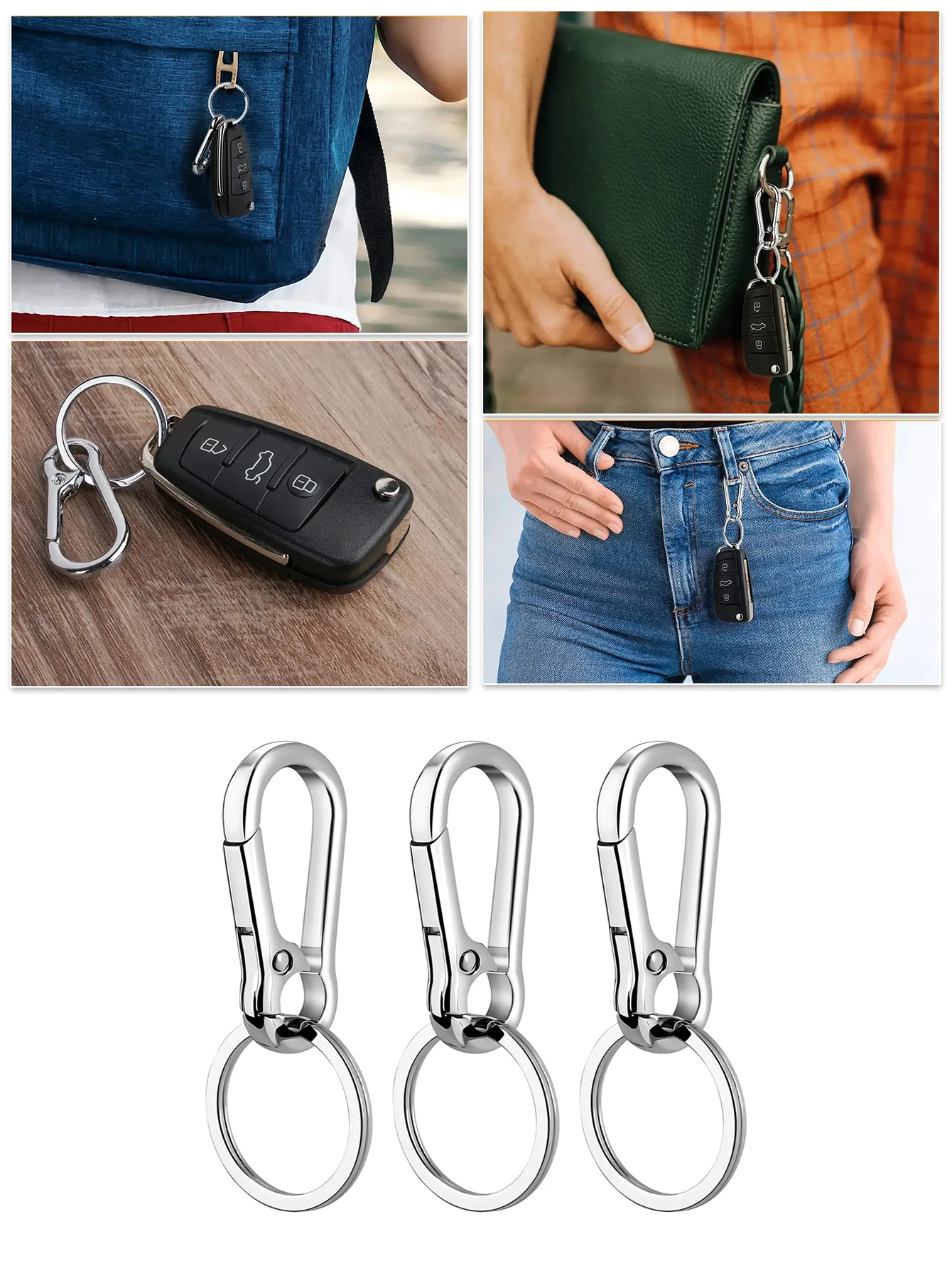 

3PCS Metal Keychains Keyring Key Chain Ring Clip Holder Organizer for Home Car Keys Key Finder Women Men