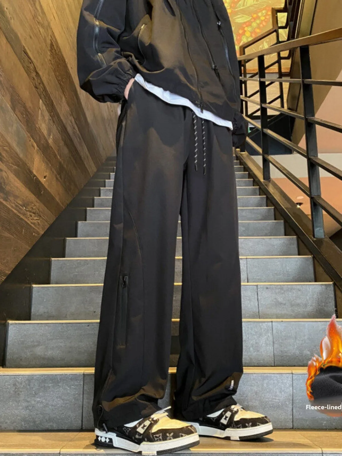 

Waterproof Fce Lined Casual Hiking Trousers Men's Winter New Sle American Sle Workwear Long Pants Straight Leg Elastic...