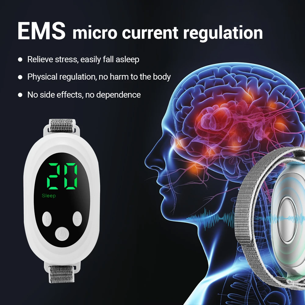 Rechargeable Sleep Aid Device Palm Pulse Sleep Massager Handheld Microcurrent Device for Help Improve Sleep Insomnia Anxiety