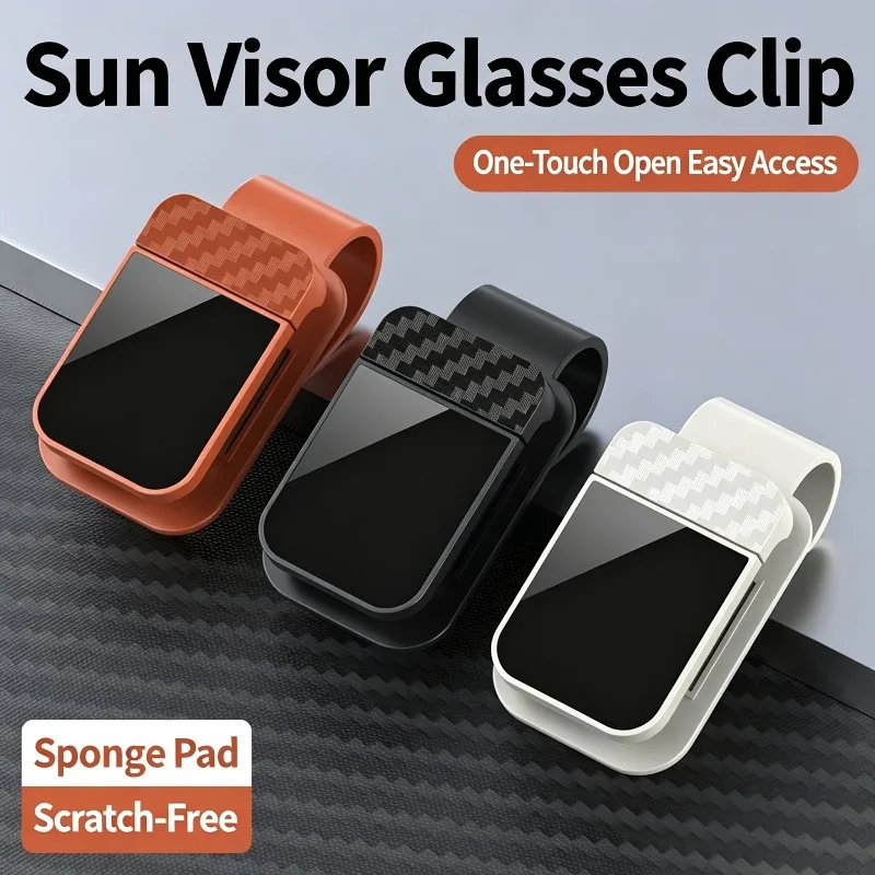 Glasses Clip Carbon Fiber Pattern Holder Soft Sponge Anti-scratch Eyeglass Mount Car Interior Storage Accessories