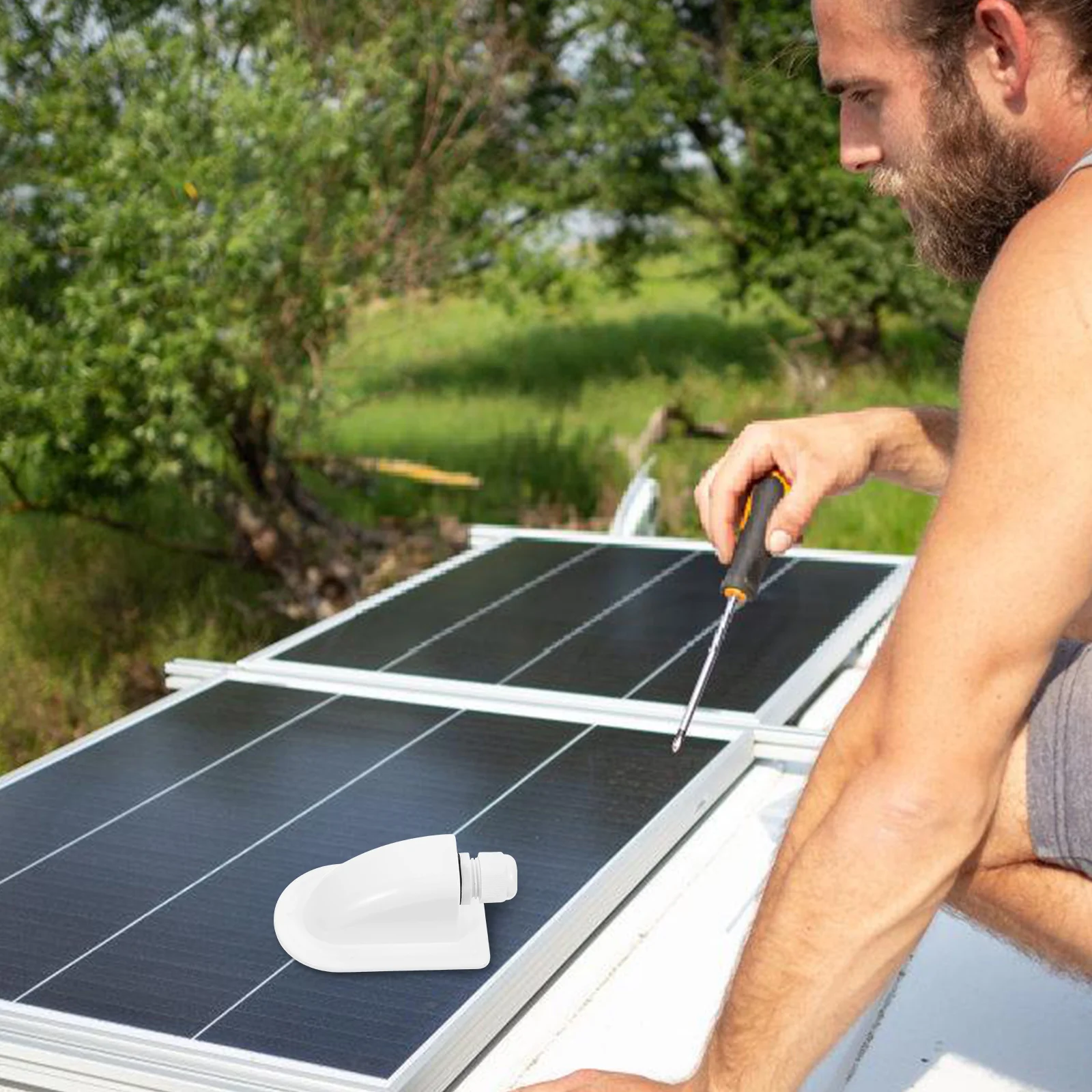 

Solar Cable Entry Box Single Hole Black Waterproof RV Panel Wiring Accessory Roof Glands Durability UV Resistant Easy Install