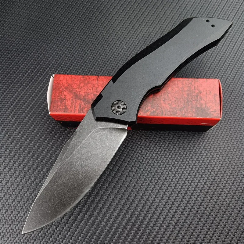 AU TO  Folding Pocket Knife KS 7100 Launch CPM154 Stone Wash Blade Aluminum Handle Outdoor Flaper Knife Camping Hunting Tools