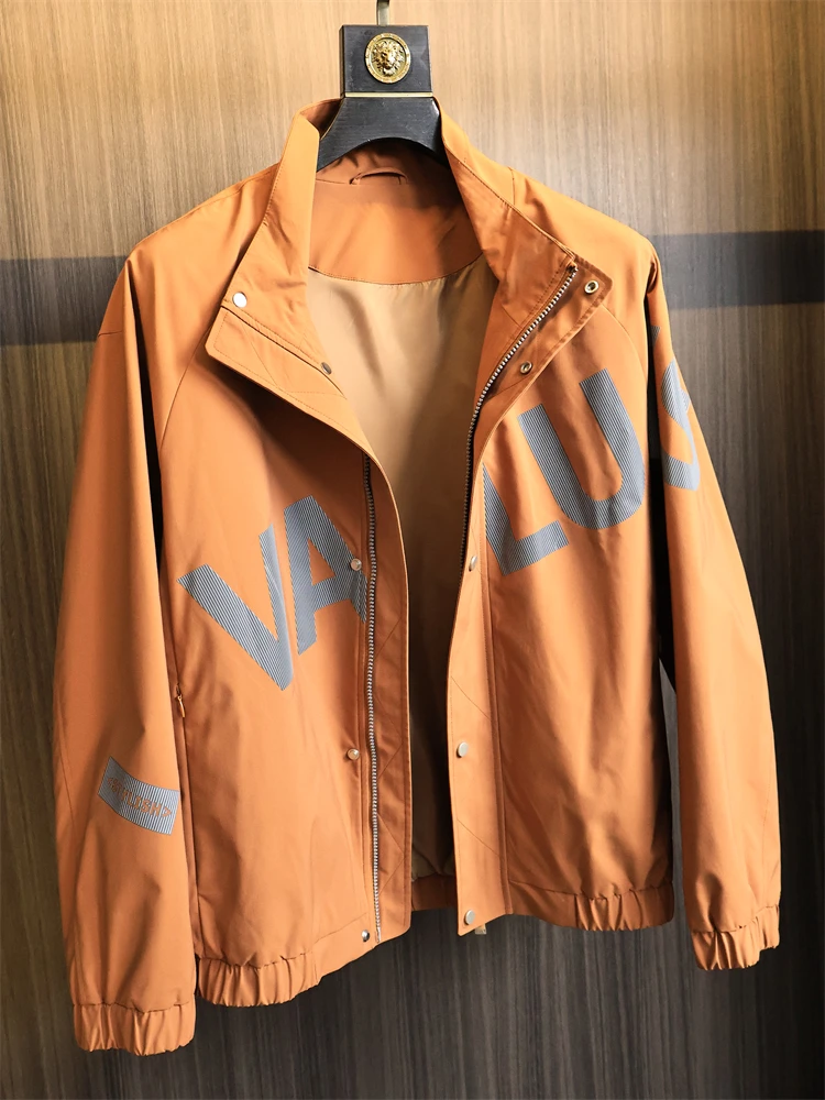 

H-Home OS Version Мужская повседневная свободная посадка с воротником-стойкой Jaet Faionable Осенняя верхняя одежда из полиэфирного волокна Длинная молния све