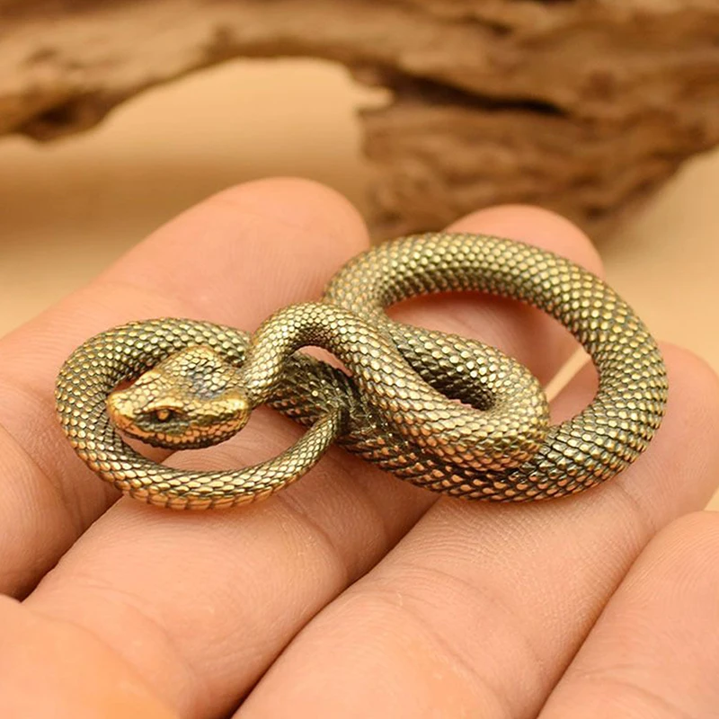 Copper Brass Mini Snake Antique Bronze Decor Figurines For Interior Decoration Desktop Ornament Pure Copper Miniatures Statue